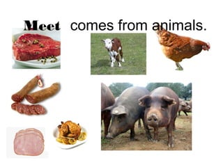 Meet comes from animals.

 