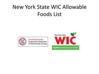New York State WIC Allowable Foods List 
