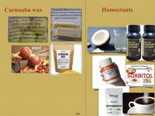 146
Carnauba wax Humectants
 