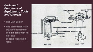 Parts and
Functions of
Equipment, Tools
and Utensils
 