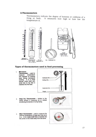 17
2.Thermometers
Types of thermometers used in food processing
 