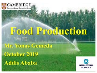 Food Production
Mr. Yonas Gemeda
October 2019
Addis Ababa
 