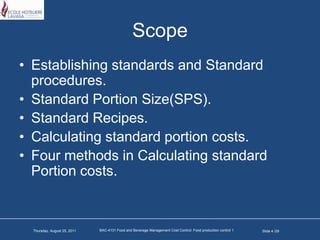 Food production control i | PPTX