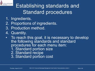 Food production control i | PPTX