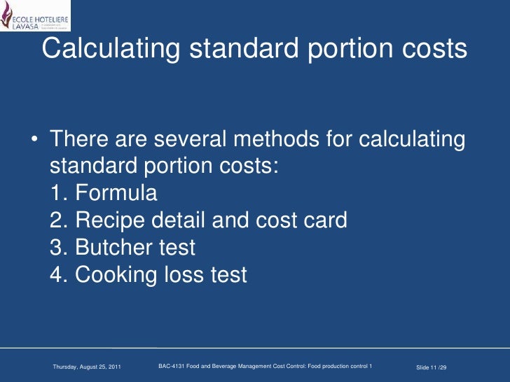 Food production control i
