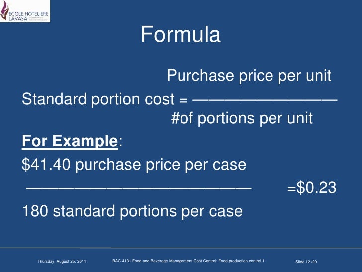 Food production control i