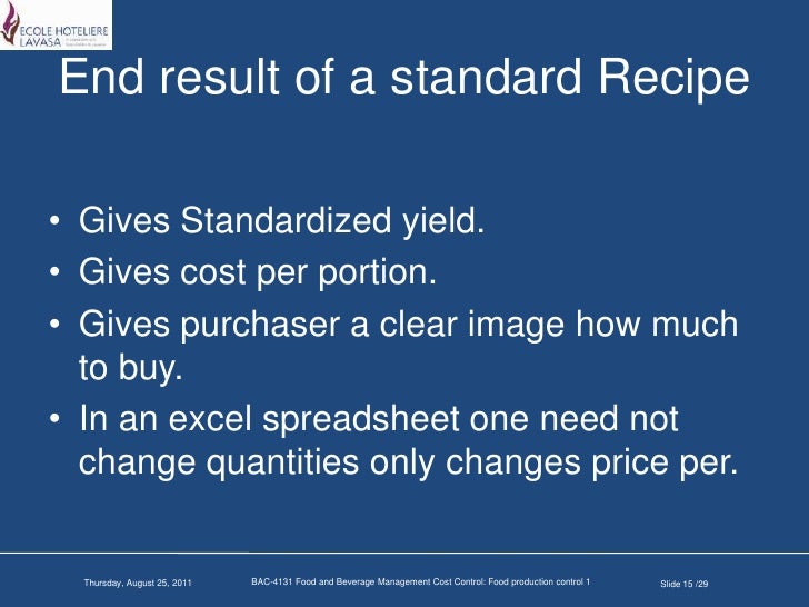 Food production control i