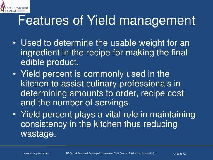 Food production control i