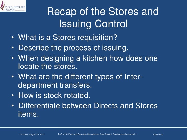 Food production control i