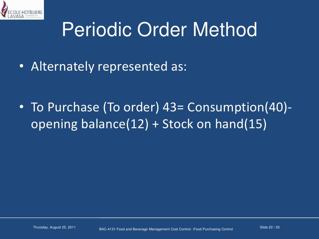 Food Purchasing Control