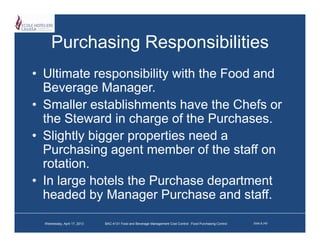 Food Purchasing Control