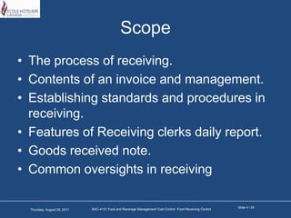 Food receiving control | PPTX