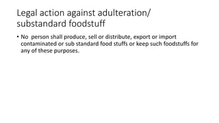 Substandard Food Examples Food related act and legislations presentation | PPTX