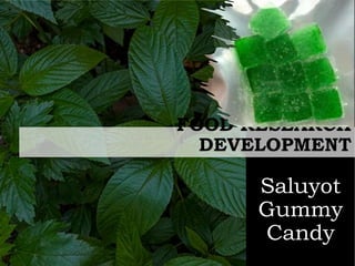 FOOD RESEARCH
DEVELOPMENT
Saluyot
Gummy
Candy
 