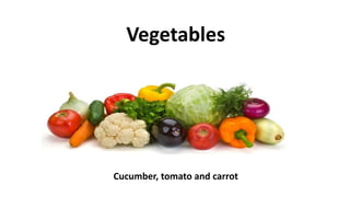 Vegetables
Cucumber, tomato and carrot
 