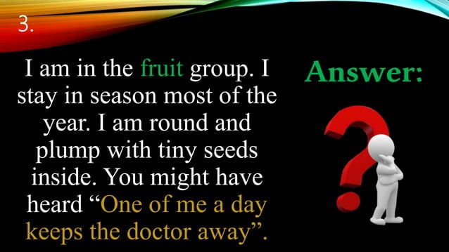 Food riddle | PPTX | Nutrition | Healthy Living