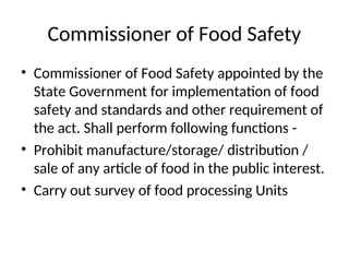 Inprocessing Survey Act Food Safety and standards Act 2006 details | PPT