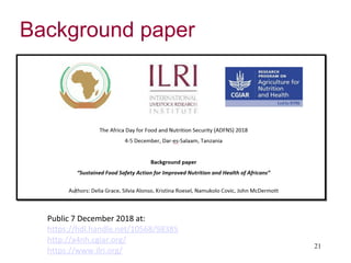 Sustained food safety action for improved nutrition and health of Africans