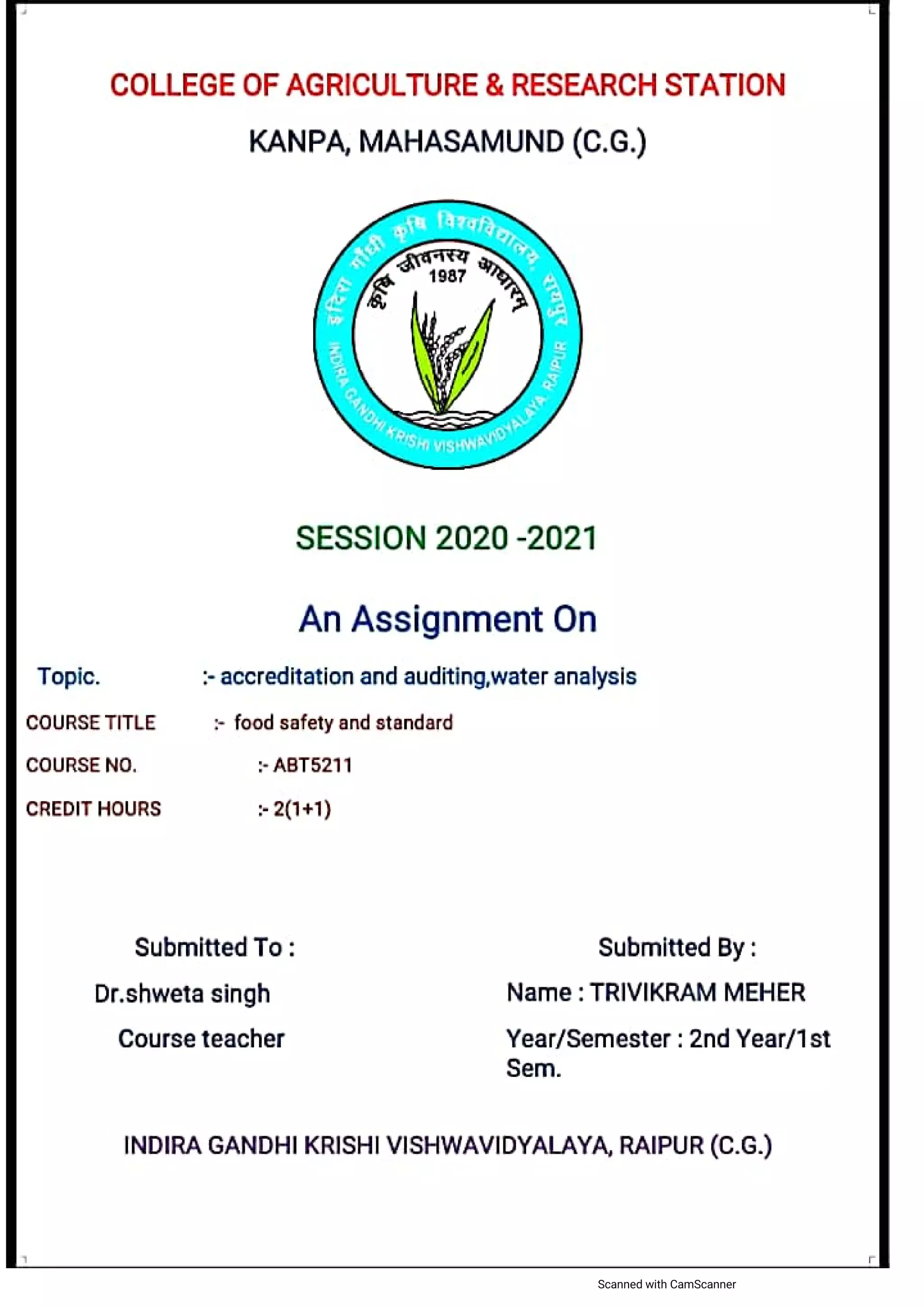 Food safety assignment | PDF