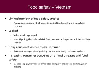 Food safety from a global perspective to a country perspective addressing challenges along smallholder pig systems in Vietnam