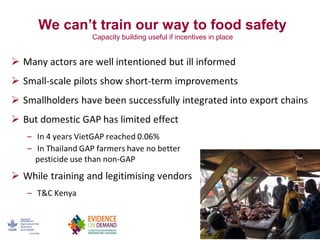 Food safety in low- and middle-income countries: What works, what doesn't and why