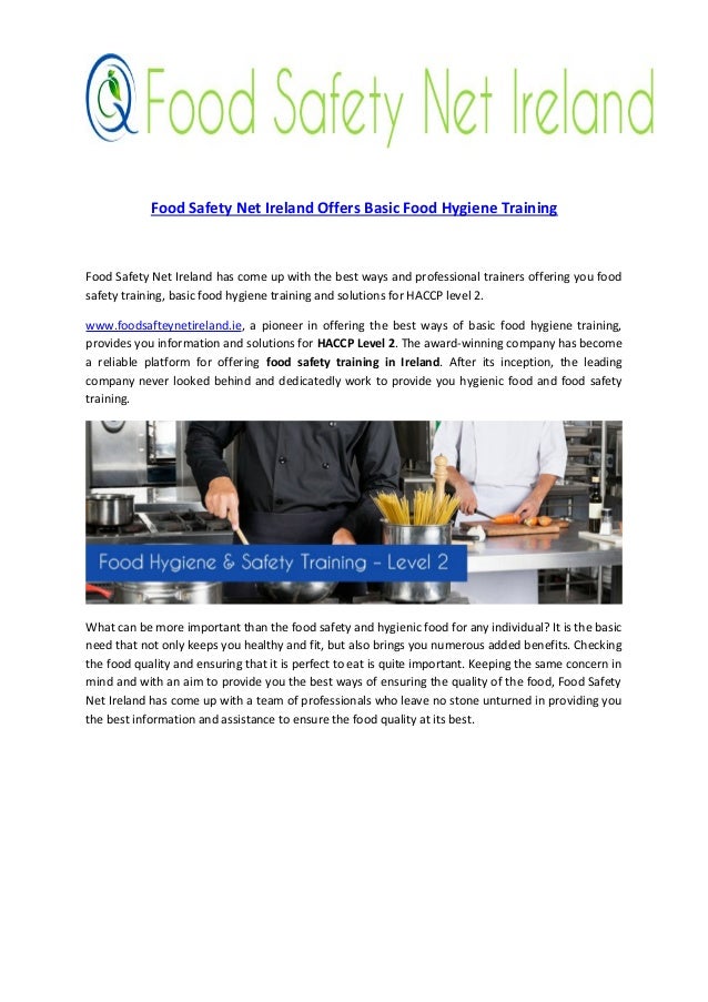 Food safety net ireland offers basic food hygiene training