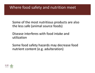 Food safety as a pathway to nutrition: The MoreMilk project