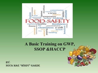 A Basic Training on GWP,
SSOP &HACCP
By:
NOVA MAE “WINDy” GARDE
 