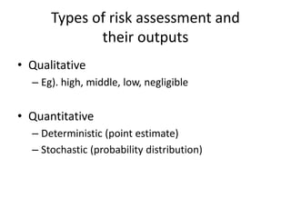 Application of food safety risk assessment in identifying effective control measures during the animal production phase