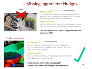 16
+ Missing ingredient: Nudges
3 bucket cleaning system
 