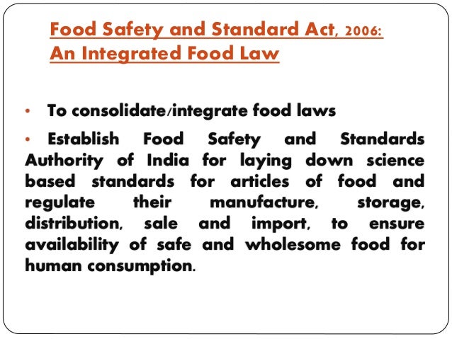 Food Safety & Standard Act, 2006