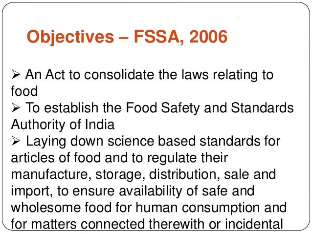 Food Safety & Standard Act, 2006