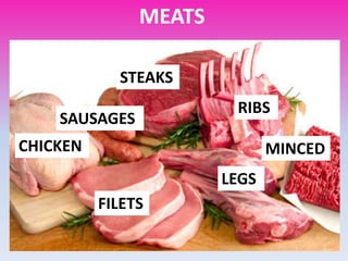 MEATS
STEAKS
RIBS
SAUSAGES
CHICKEN MINCED
LEGS
FILETS