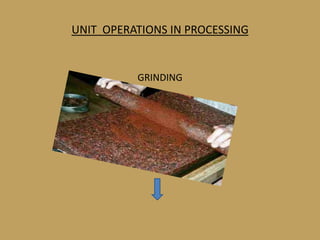 UNIT OPERATIONS IN PROCESSING


          GRINDING
 