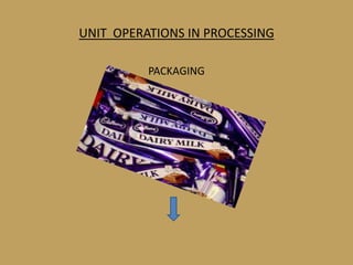 UNIT OPERATIONS IN PROCESSING

          PACKAGING
 