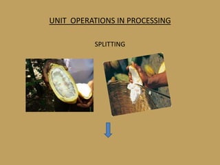 UNIT OPERATIONS IN PROCESSING

          SPLITTING
 