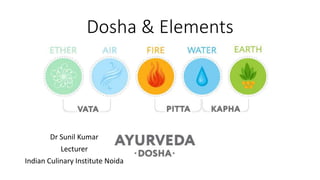Dosha & Elements
Dr Sunil Kumar
Lecturer
Indian Culinary Institute Noida
 