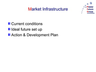 M arket Infrastructure Current conditions Ideal future set up Action & Development Plan 