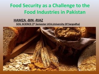 Food Security as a Challenge to the
Food Industries in Pakistan
HAMZA -BIN -RIAZ
SOIL SCIENCE (7th
Semester UCA,University Of Sargodha)
 