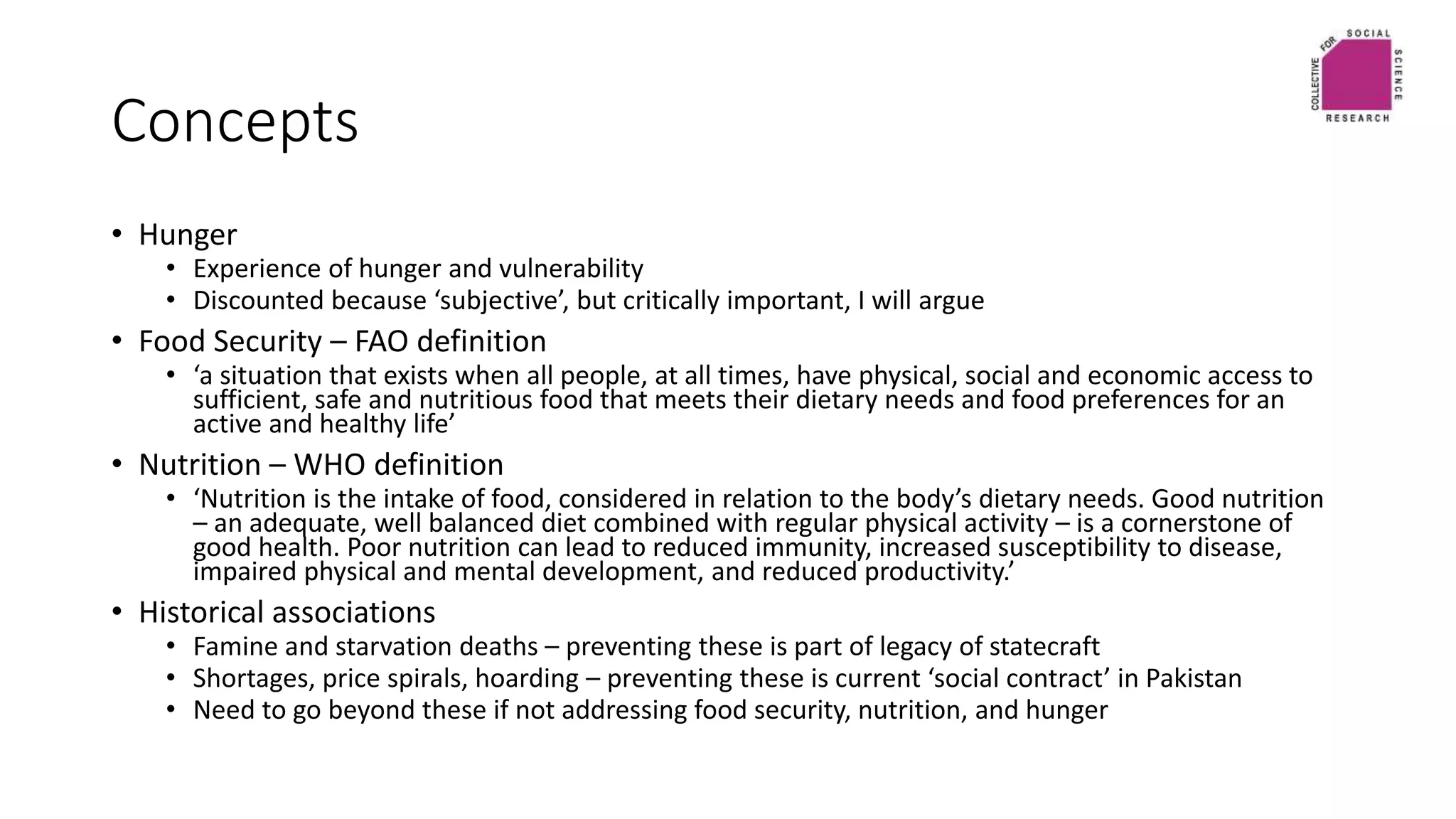 Food security, Hunger and Nutrition in Sindh | PPTX