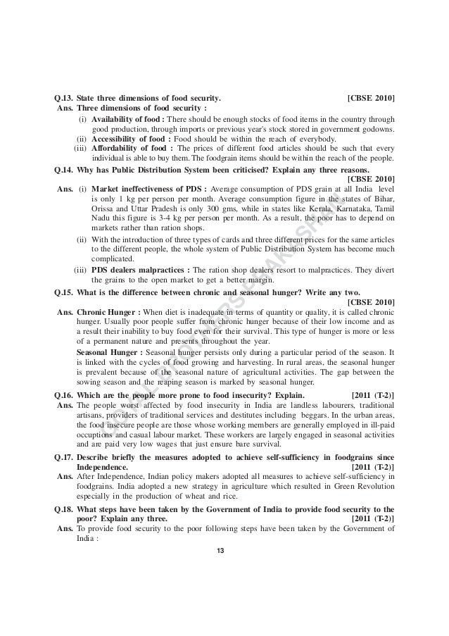 Food security in india of class 9