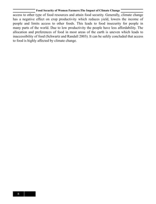 Food security of women farmers: the impact of climate change | PDF