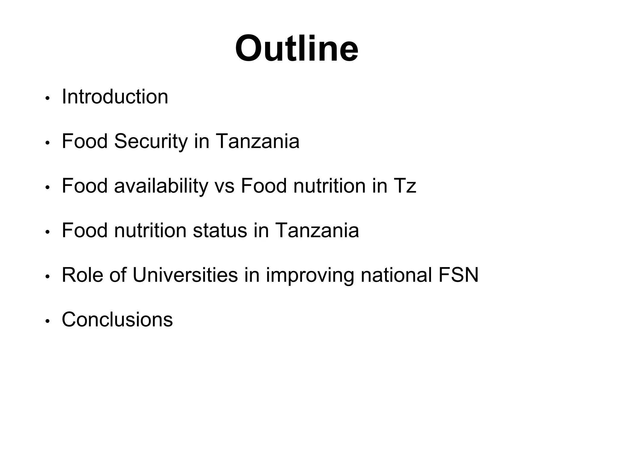 STATUS of FOOD and NUTRITION SECURITY IN TANZANIA | PPTX
