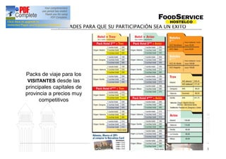 FACILIDADES PARA QUE SU PARTICIPACIÓN SEA UN ÉXITO




Packs de viaje para los
 VISITANTES desde las
principales capitales de
provincia a precios muy
      competitivos




                                             Grup Salons Professionals I
                                           Área Comercial- Grupo Salones Profesionales I
 