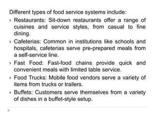 FOOD SERVICE MANAGEMENT, FOOD TECHNIQUES, FOOD SERVING, SERVING TYPES ...