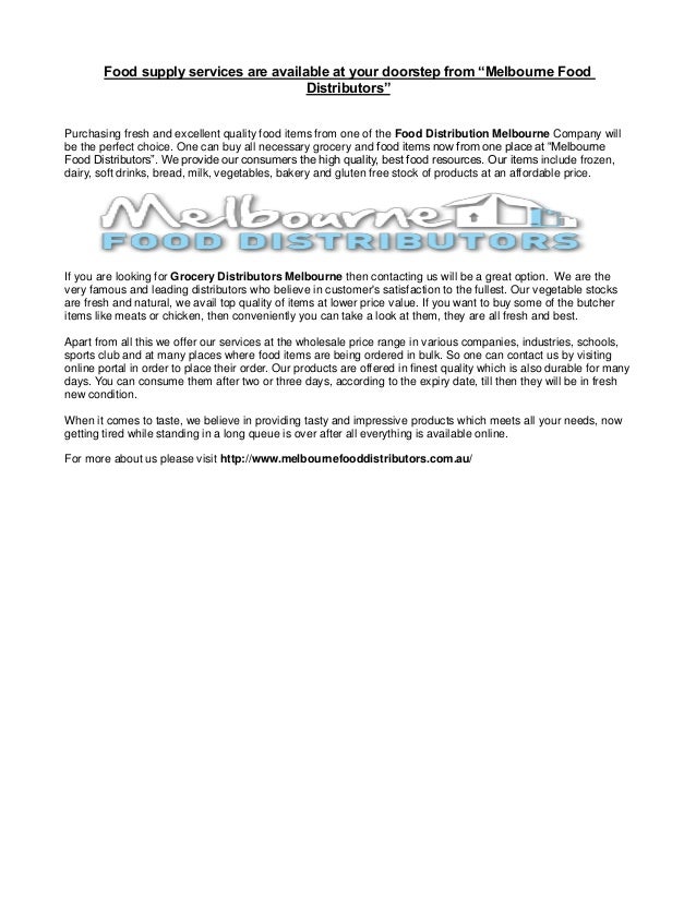 Wholesale Foods and Grocery Distributors Melbourne, Food Distribution