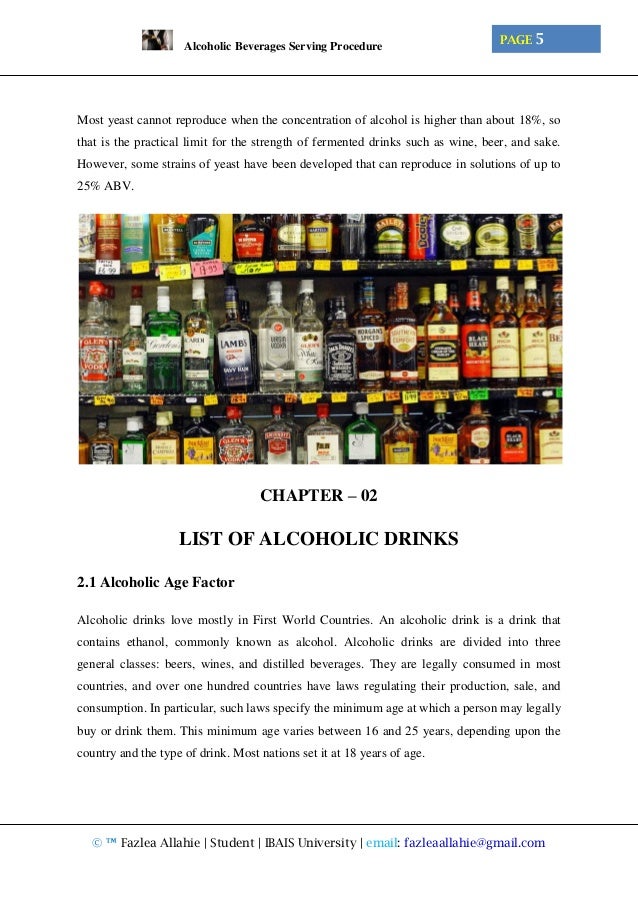 ALCOHOLIC BEVERAGE SERVING PROCEDURES