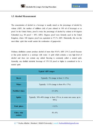 Alcoholic Beverage Serving Procedure | DOCX
