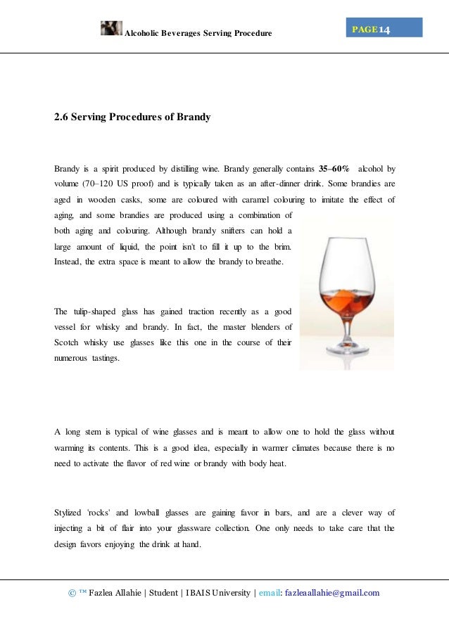 Alcoholic Beverage Serving Procedure