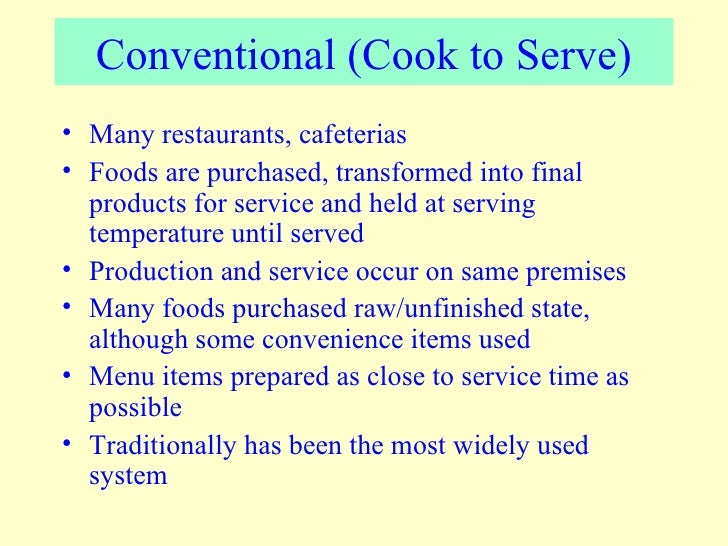Fresh Cook Food Production System Fresh Cook Food Production System